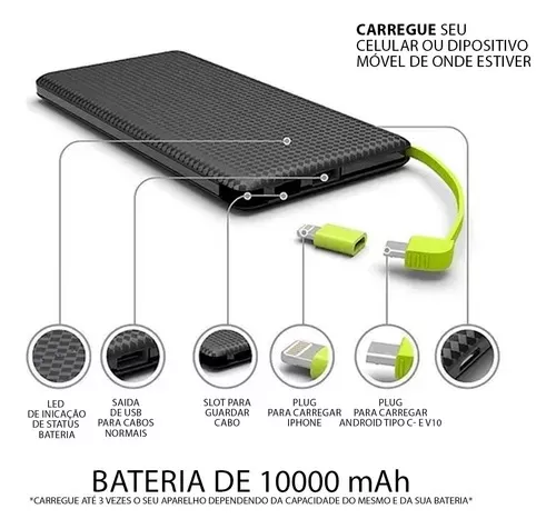 Bateria Portátil Gold 10.000mAh