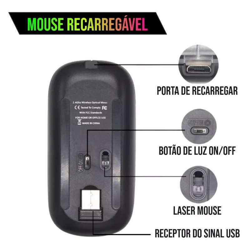 Mouse sem Fio Bluetooth