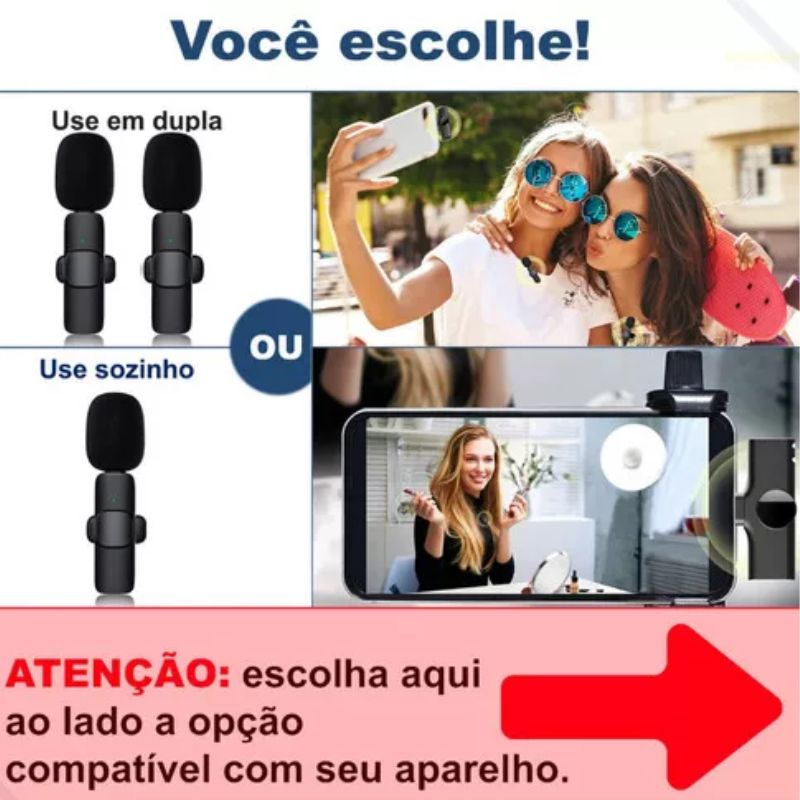 Microfone Lapela Sem Fio Tipo C