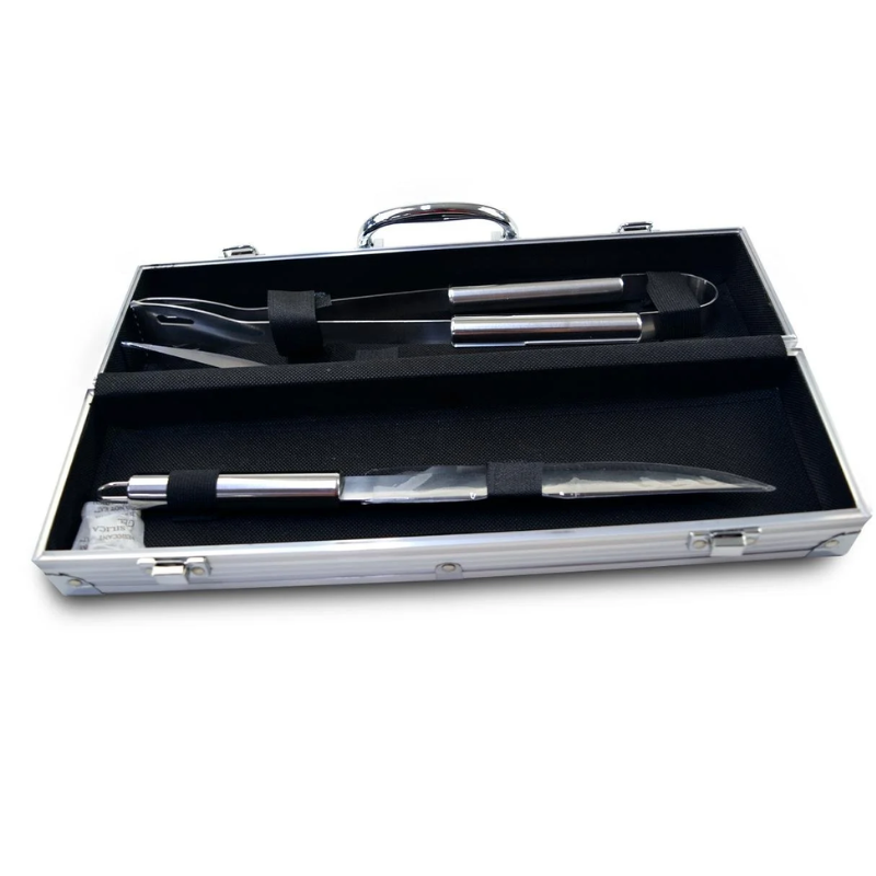 Kit para Churrasco Steak com Maleta 3 Peças - Aço Inox