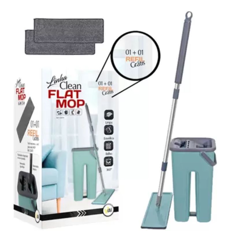 Kit de Limpeza Rodo e Balde Flat Mop