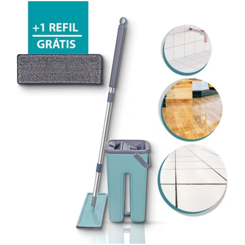 Kit de Limpeza Rodo e Balde Flat Mop